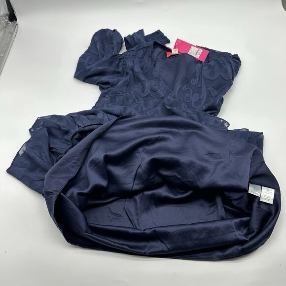 Lilly Pulitzer Cristiana Size 6 True Navy Poly Crepe Swirl Clip Lace Dress NWT - Picture 8 of 12